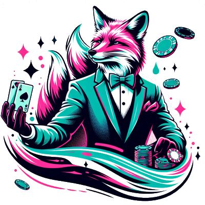 Neon cyberpunk fox in a tux with teal and magenta highlights; vector; transparent background. --ar 1:1