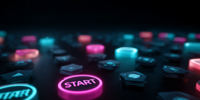 Friendly support icons with speech bubbles and a heart-shield symbol in neon teal/magenta; clean vector; no text. --ar 4:3